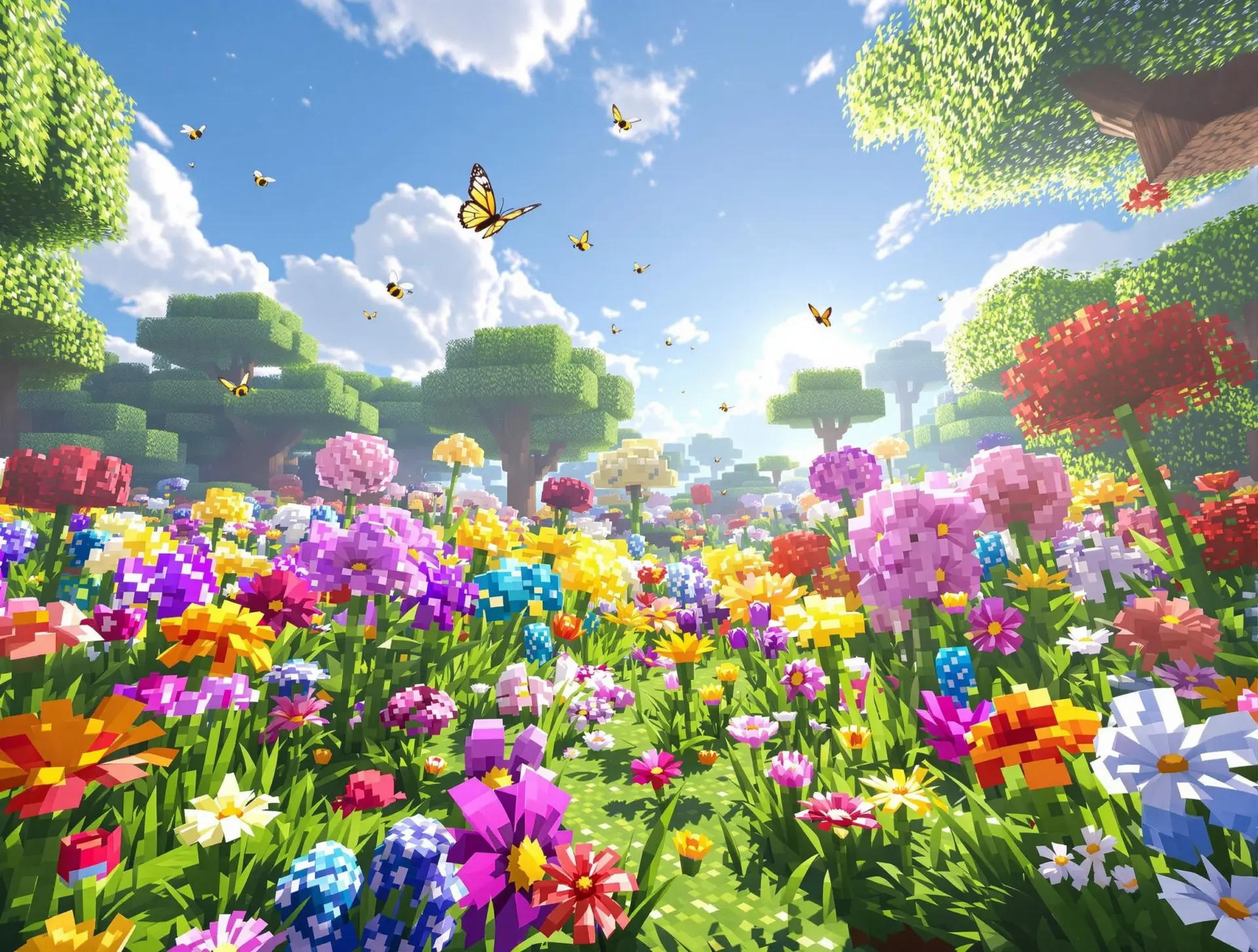 Minecraft flowers field